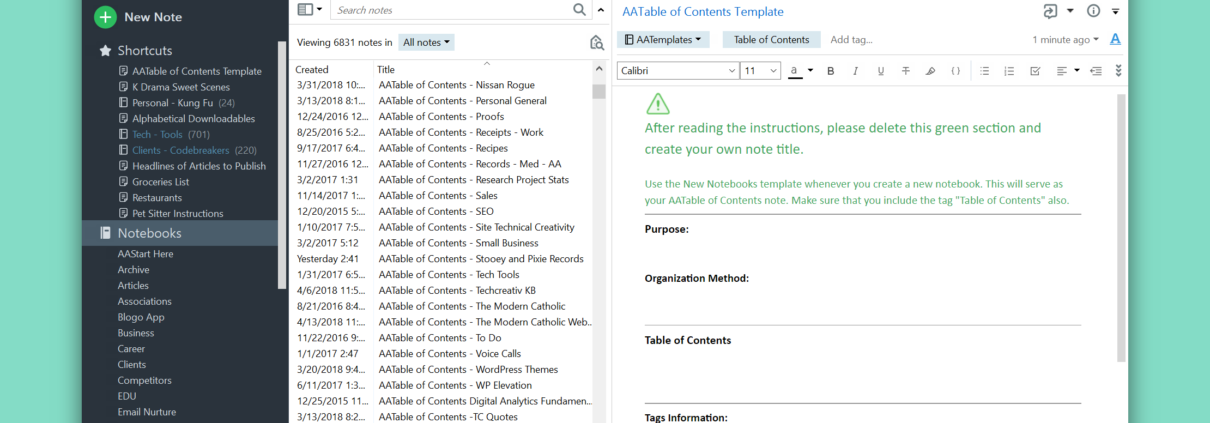 Organize Evernote